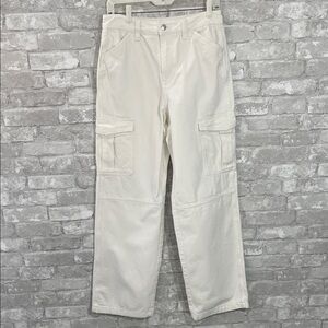 H&M Divided Off-White Straight Leg Cargo Pants